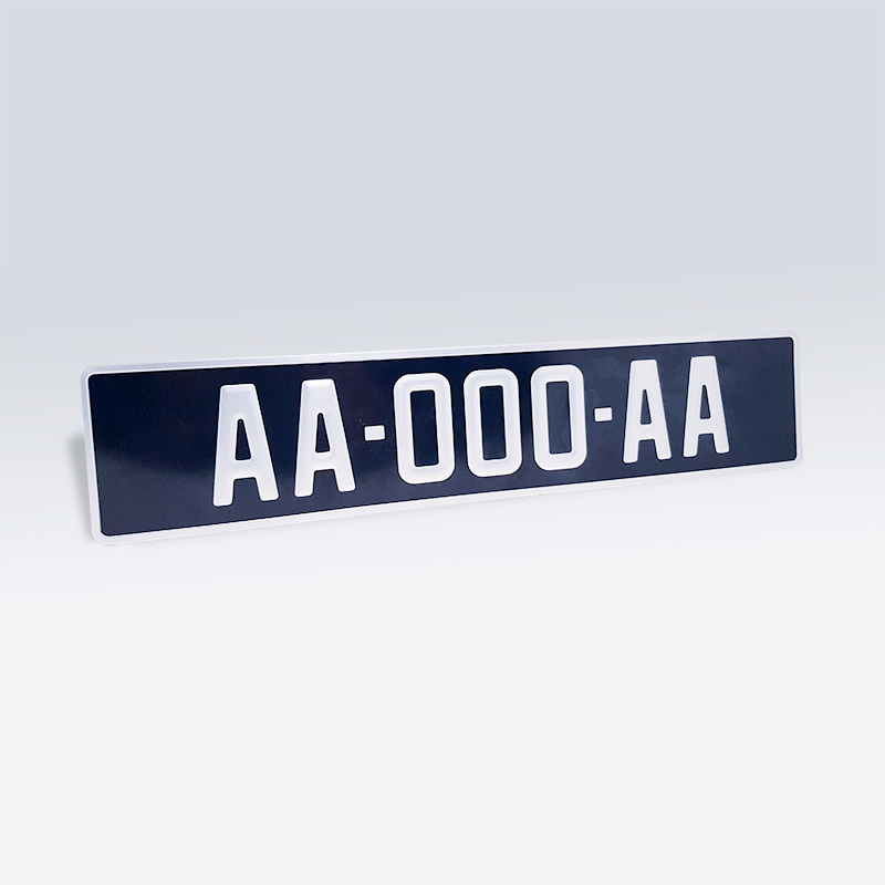 Plaque immatriculation noire aluminium 520x110 mm SIV - Voiture de collection